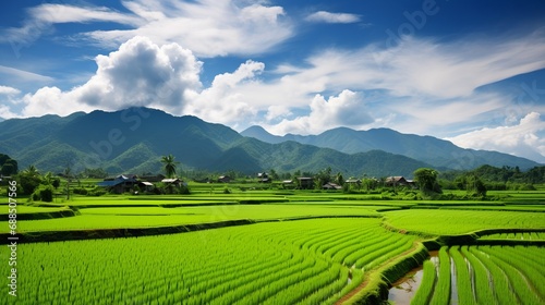 Natural landscapes with rice fields. 