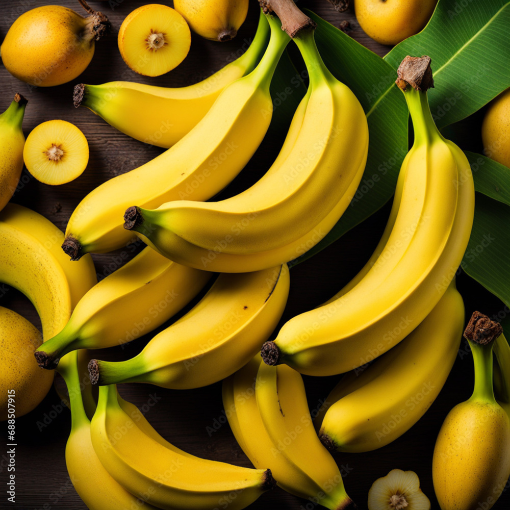 bunch of bananas on white background