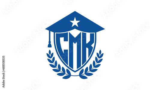 CMK three letter iconic academic logo design vector template. monogram, abstract, school, college, university, graduation cap symbol logo, shield, model, institute, educational, coaching canter, tech photo