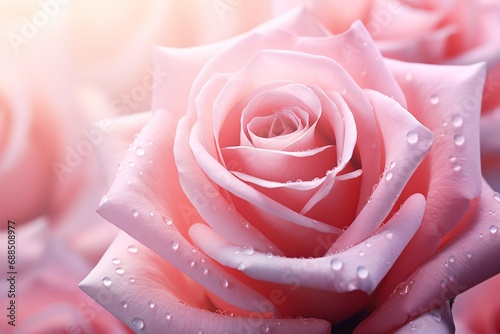 Closeup beautiful background of pink roses. . AI Generative