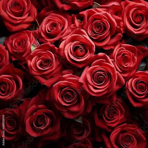 Closeup beautiful background of  red roses.  . AI Generative