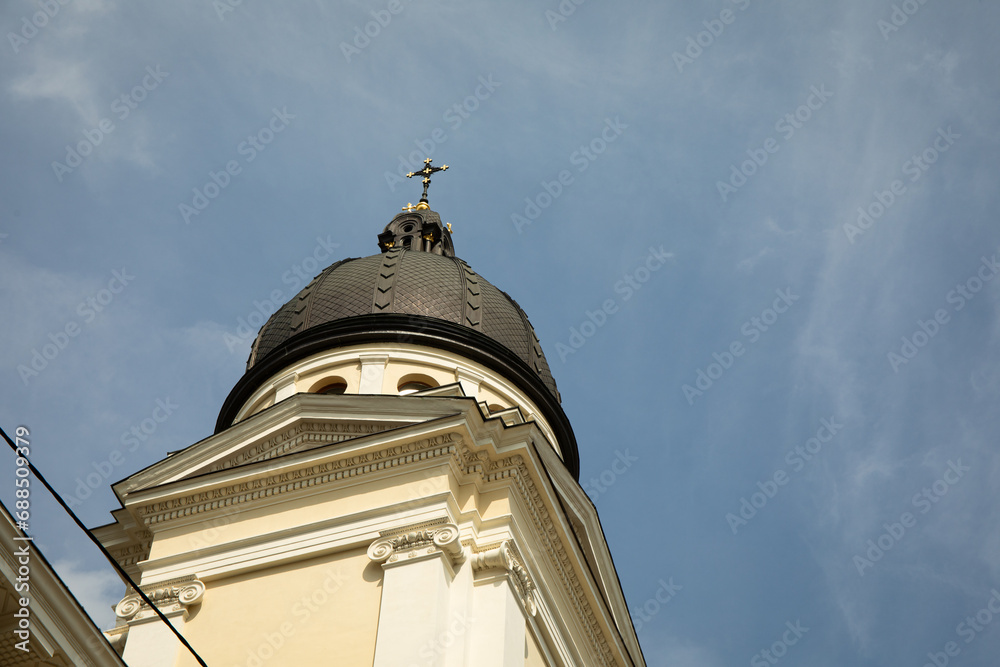 The dome of the old church against the sky