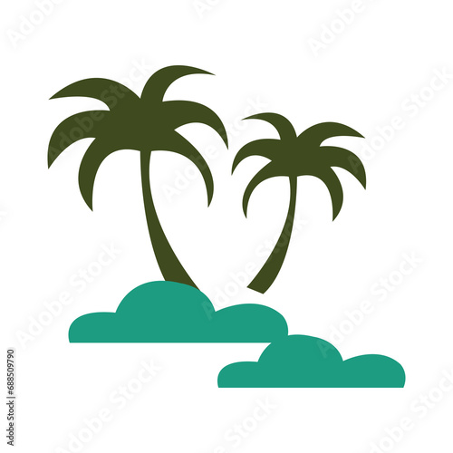 Hand drawn illustration of coconut tree. Tropical island isometric icon design