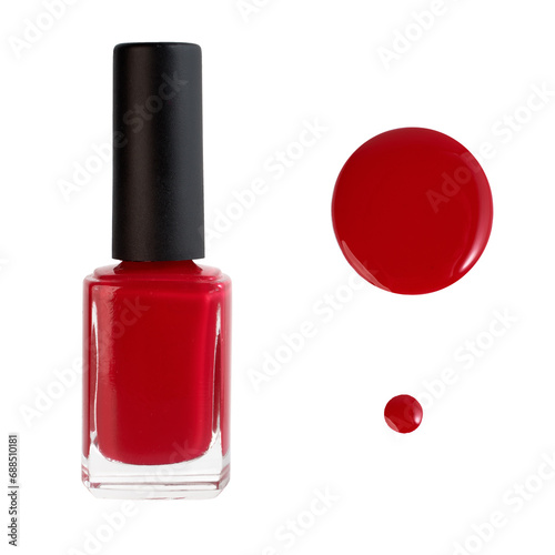 Red nail polish set isolated on white
