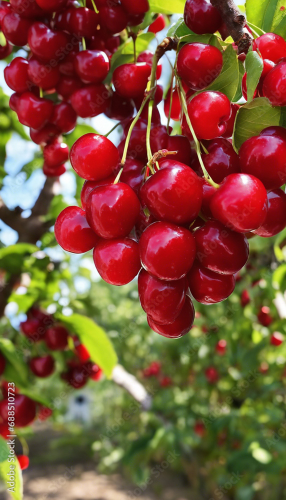 red cherries on a tree red cherries on a tree