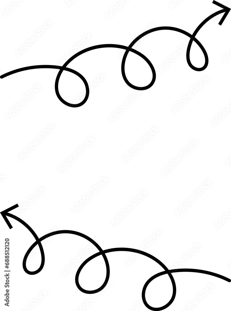Black hand drawn arrows on white background. Curve arrow icon. Arrow, cursor icon. Collection of vector pointers. Back, Forward, Next, Previous sign