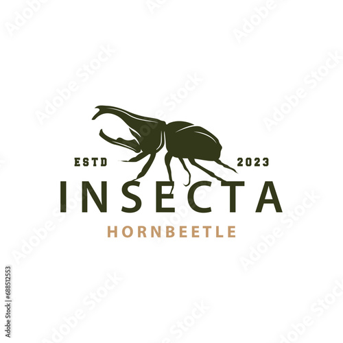 beetle logo design simple silhouette insect animal illustration template vector