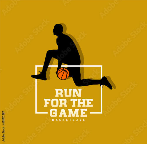 RUN FOR THE GAME, Basketball sport graphic for young design t shirt print.