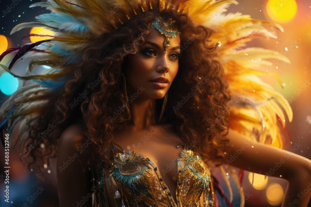 Beautiful woman, samba dancer at latin carnival Beautiful woman, samba dancer at latin carnival