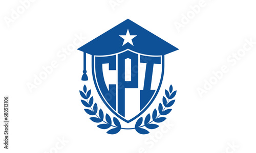 CPI three letter iconic academic logo design vector template. monogram, abstract, school, college, university, graduation cap symbol logo, shield, model, institute, educational, coaching canter, tech