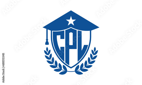 CPL three letter iconic academic logo design vector template. monogram, abstract, school, college, university, graduation cap symbol logo, shield, model, institute, educational, coaching canter, tech