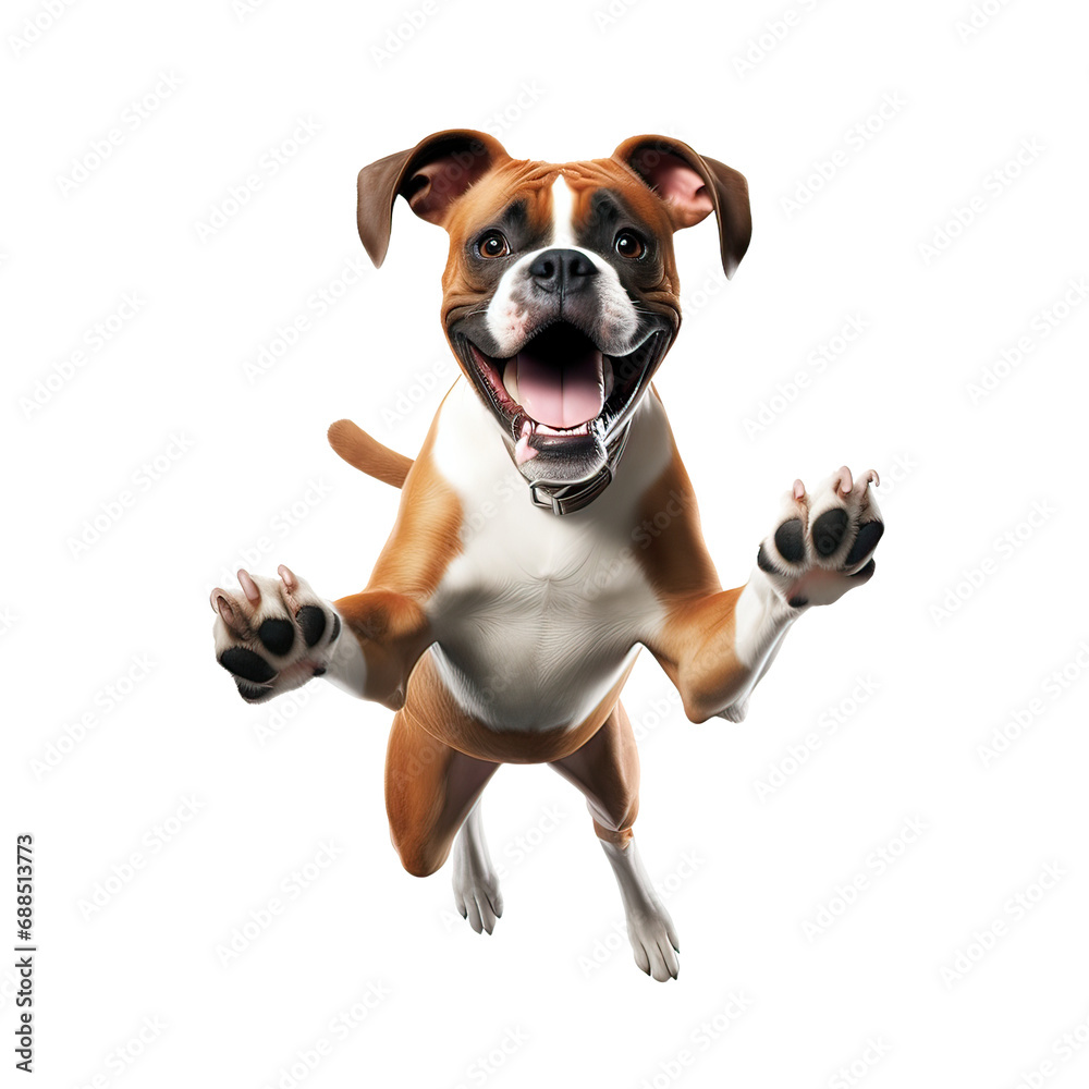 Playful Boxer Dog 3D Cartoon Render AI generative