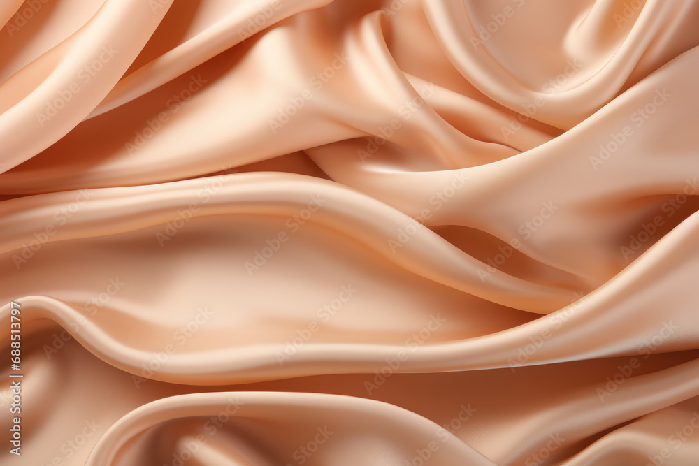 Obraz premium Wavy beige silk fabric background texture