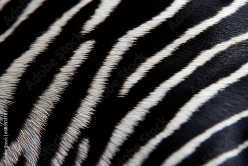 Zebra fur closeup black and white texture background