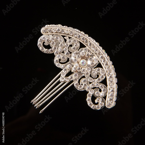 cunduk mentul, traditional bride hair ornament isolated on black background