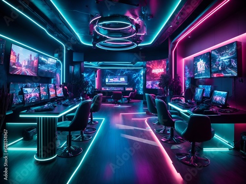 A gaming room straight out of the future
