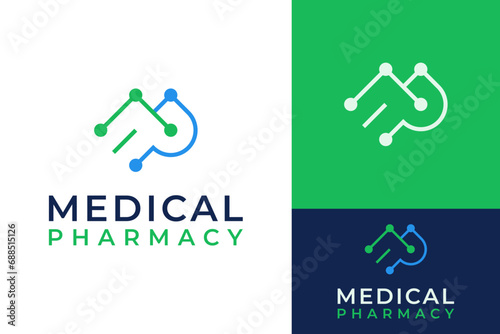 Modern Initial Monogram M P Medic Pharma Health Care Logo Design Branding Template