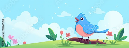 Beautiful Animated Bird Backdrop with Empty Copy Space for Text - Bird standing against Nature Background - Flat Vector Nature Bird Graphic Illustration Wallpaper created with Generative AI Technology © Sentoriak