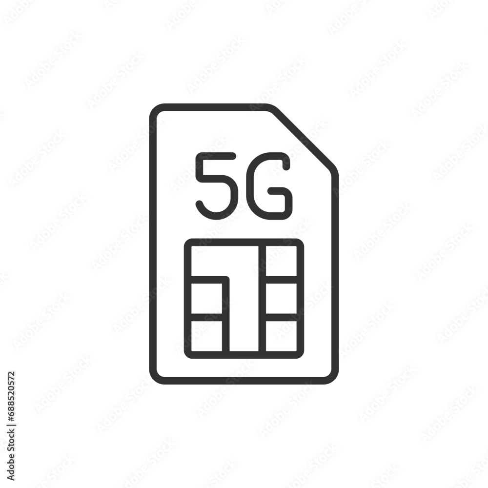 5G SIM card icon line design. 5g, sim, card, wireless, internet, 5gsim, technology, digital, mobile internet, connectivity vector illustrations. 5G SIM card editable stroke icon. 5G SIM card icon line design. 5g, sim, card, wireless, internet, 5gsim, technology, digital, mobile internet, connectivity vector illustrations. 5G SIM card editable stroke icon.
