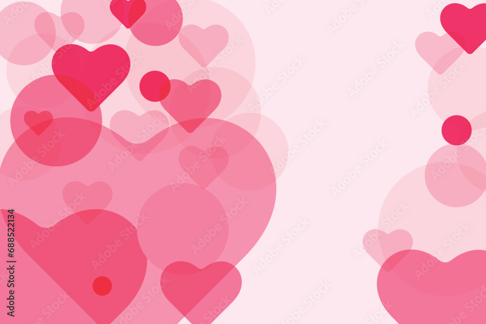 Bubble pink abstract geometric banner, background design, abstract background with circles and hearts.