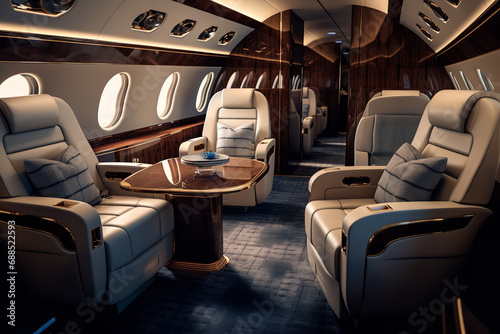 luxurious interior of an airplane
