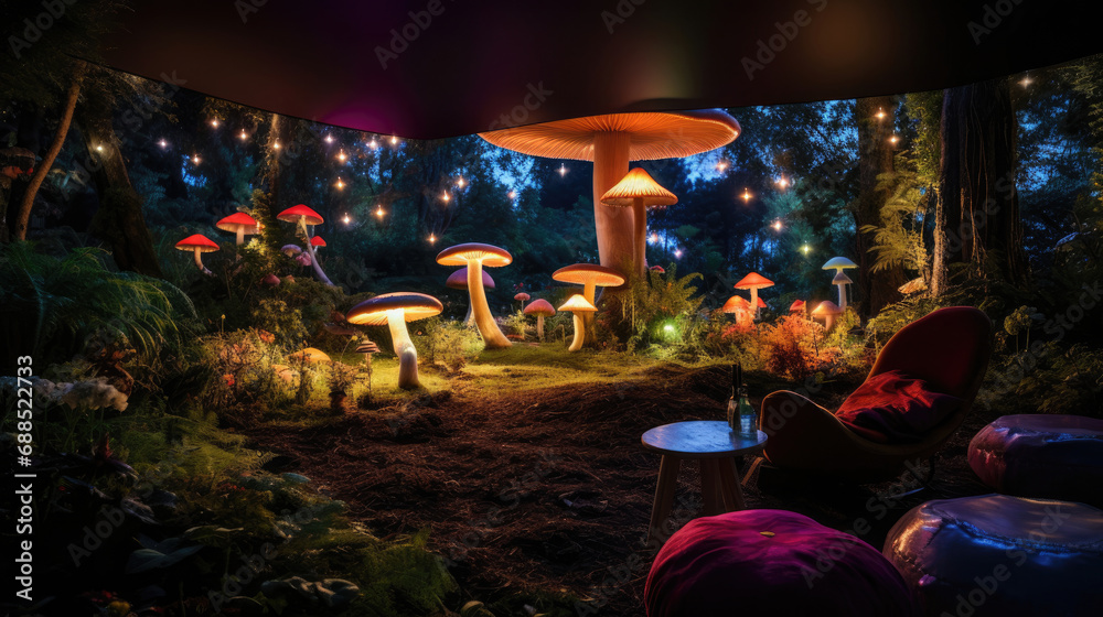 Naklejka premium Mushroom garden cinema