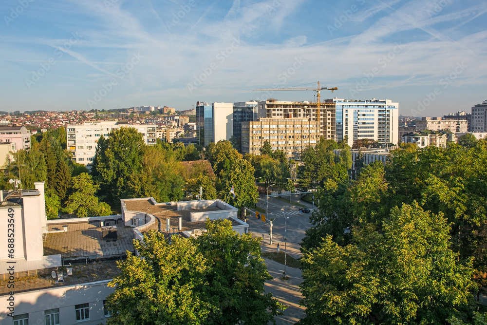 A rooftop panoramic view over Banja Luka, the capital city of the Republika Srpska section of Bosnia and Herzegovina