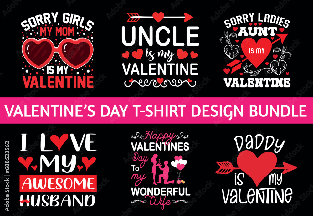 Valentine's day family t-shirt design bundle, valentine tshirt designs - obrazy, fototapety, plakaty 