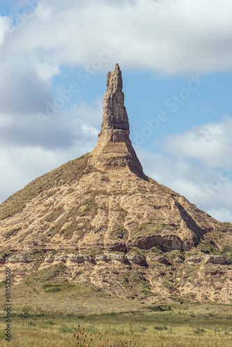 Approaching Chimney Rock from the east, a geological rock formation in the North Platte River valley photo
