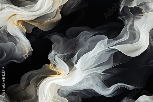 seamless pattern with texture of white smoke fog smog on black background