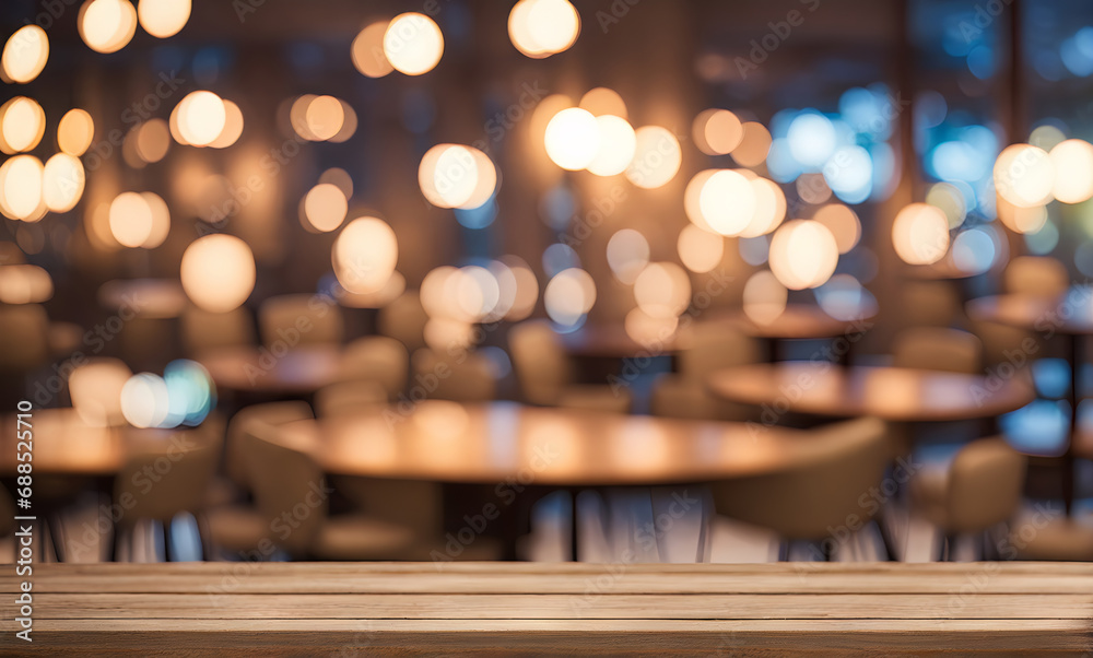 Empty table with enchanting bokeh backdrop Empty table with enchanting bokeh backdrop