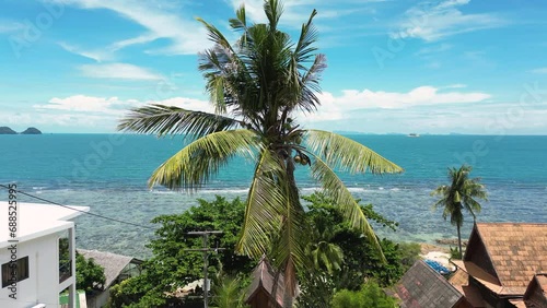 Prime Real Estate On Srithanu Beach On The West Side Of Koh Phangan, Thailand; Slow Aerial Rotation Revealing Oceanfront Properties On Tropical Island Paradise. photo