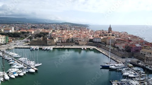 Sardinia Alghero old town skyline, with cityscape view on a beautiful clear day photo
