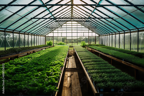  A greenhouse dedicated to cultivating organic herbs, showcasing sustainable farming practices and natural cultivation in glasshouse agriculture.
