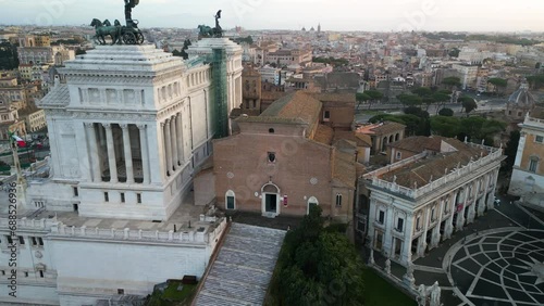 Basilica of Santa Maria in Ara Coeli - Cinematic Establishing Drone Shot. Rome, Italy photo