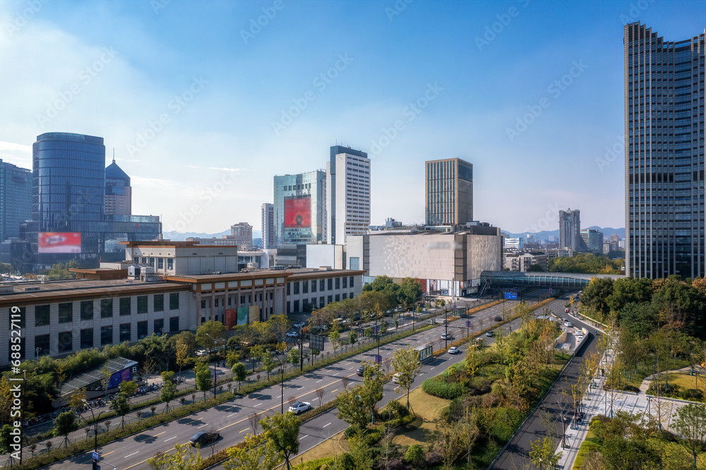 Obraz premium Aerial panoramic view of the old city of Hangzhou