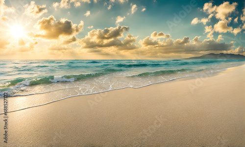 Tropical paradise: Beach, clouds, and sea view