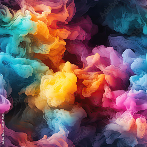 seamless pattern with texture of rainbow smoke fog mist smog on watercolour colored colorful bright background