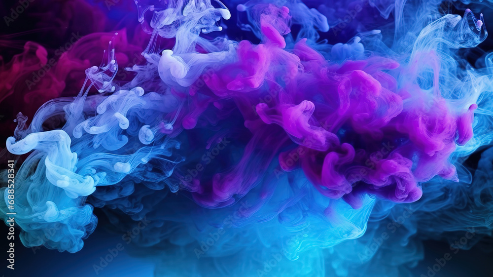 Color smoke, Paint splash, Ink water mix, Explosion fume, Blue purple glowing glossy Color smoke, Paint splash, Ink water mix, Explosion fume, Blue purple glowing glossy