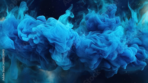 Bright abstraction of blue ink cloud