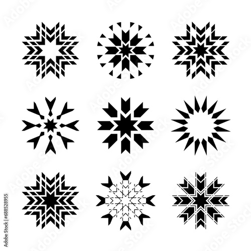 Set of Abstract Decorative Design Elements. Abstract Radial Patterns.