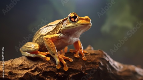 European tree frog (Hyla arborea) isolated on black background photo