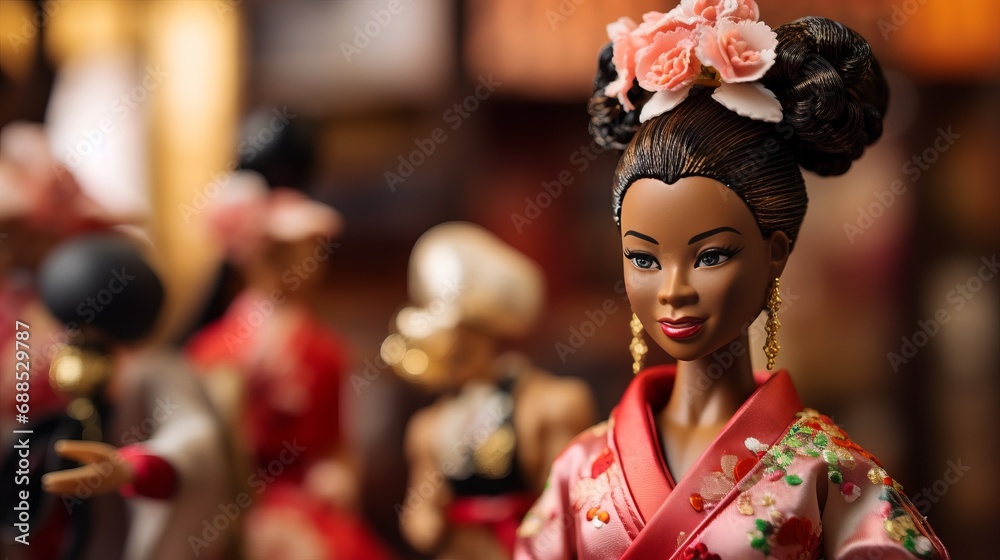 Close-Up of Doll Wearing Kimono