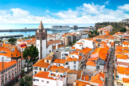 Panoramic view of the capital of Madeira island Funchal, Portugal  photo