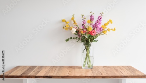 An empty wooden table on a white background