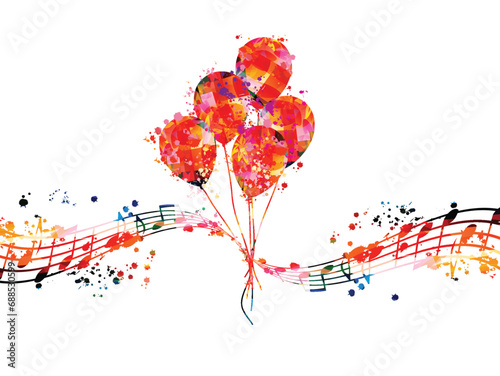  Colorful Bunch of Birthday Balloons Flying for Party and Celebrations. Vector illustration