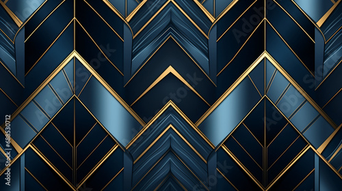Blue and gold low poly abstract