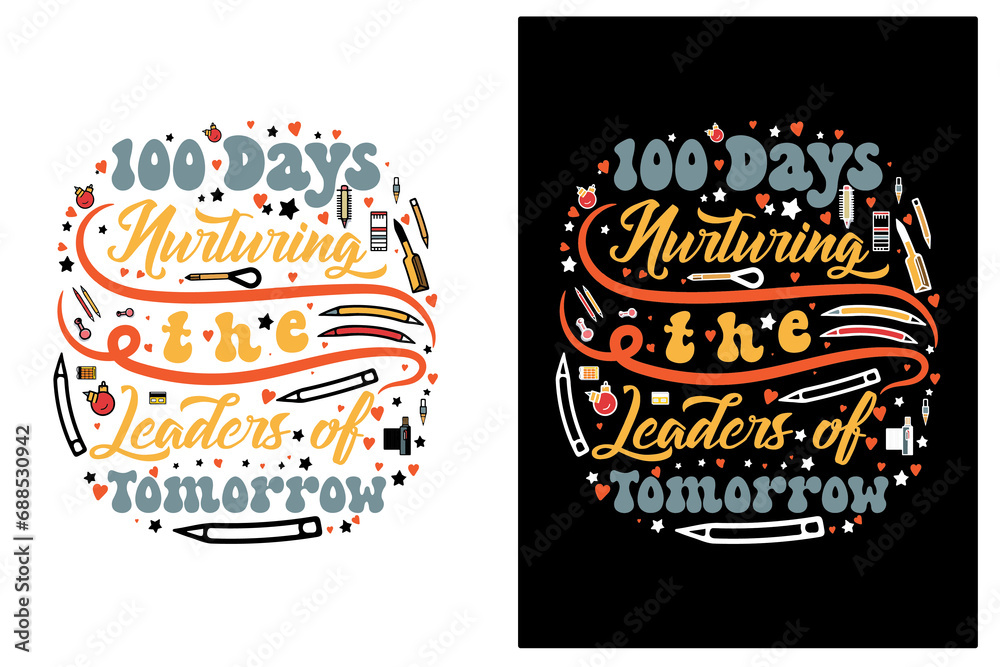100 days of school t-shirt design vector
