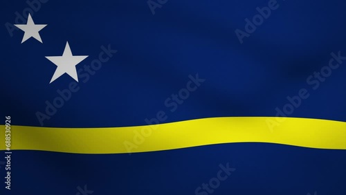 Curacao Waving Flag Background Animation. Looping seamless 3D animation. Motion Graphic