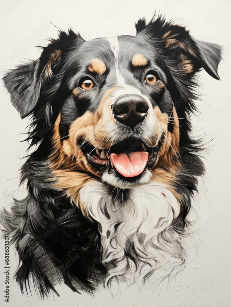 A drawing of a dog with his tongue out. A drawing of a dog with his tongue out.